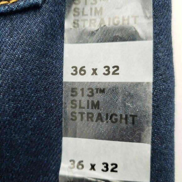 Levi's Jeans Men's 36x32 513 Slim Straight Stretch Denim Blue Dark Wash NWT - Picture 4 of 10